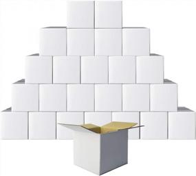 img 4 attached to PETAFLOP Shipping Boxes 4X4X4 White Cardboard Box Kraft Corrugated Small Mailing Boxes, 25 Pack