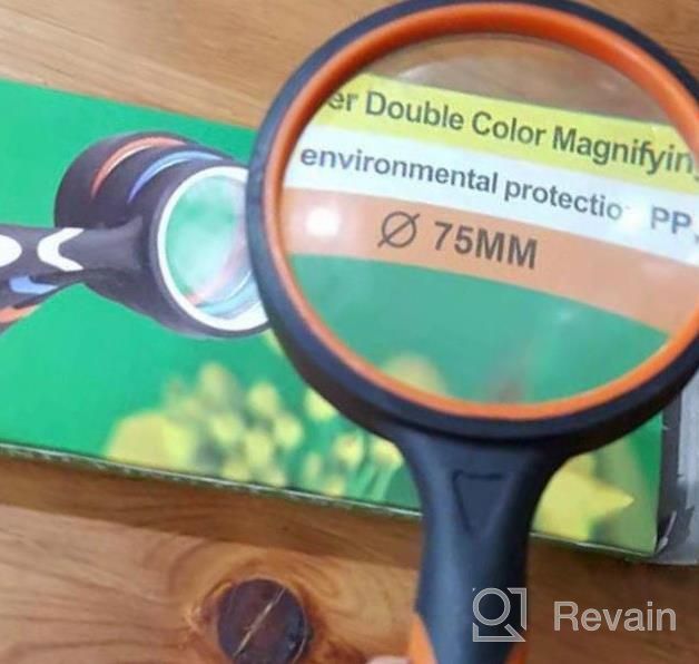img 1 attached to 8X Handheld Reading Magnifying Glass For Kids And Seniors - MJIYA Non-Scratch Quality Glass Lens And Shatterproof Design (75Mm, Orange) review by Robert Johnson