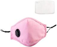 pink reusable dual air breathing valve face mask cover with activated carbon filter and valve logo