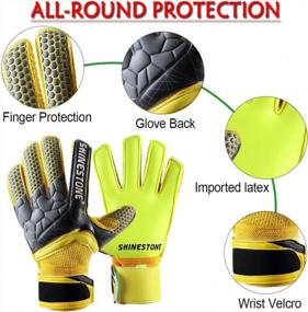 img 3 attached to Strong-Grip Soccer Goalkeeper Goalie Gloves For Kids, Youth, And Adults With Finger Protection To Prevent Injuries - Shinestone