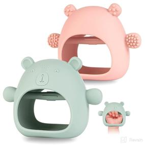 img 4 attached to 👶 Never Drop Teething Toy for 3+ Months | 2 Pack | 2022 New | BPA-Free Silicone | Dust-Proof | Hand Pacifier Baby Chew Toys | Car Seat Toy | Sucking Needs | Soothe Teething Gums | Girls & Boys