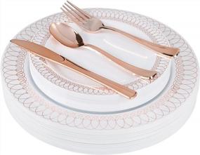 img 1 attached to Add Elegance To Your Next Event With Exquisite 160 Disposable Plastic Rose Gold Knives - Perfect For Catering, Weddings, Parties And More!