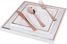 img 2 attached to Add Elegance To Your Next Event With Exquisite 160 Disposable Plastic Rose Gold Knives - Perfect For Catering, Weddings, Parties And More!