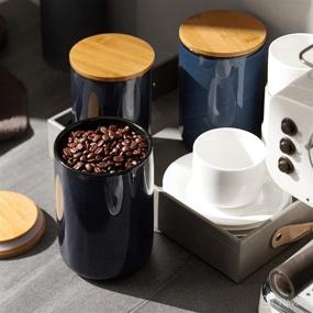 img 3 attached to ☕️ Порцилиновый кофейный банк ZONESUM - герметичная керамическая банка на 65 унций для молотого кофе, какао, сахара, печенья.