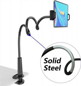 img 3 attached to MAGIPEA Tablet Stand Holder – Flexible Long Arm Gooseneck for 📱 iPad, iPhone, Nintendo Switch, Samsung Galaxy Tabs, Kindle Fire HD - White