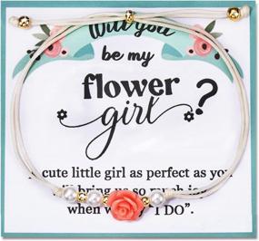 img 4 attached to Браслет для девочек-цветочниц для маленьких девочек - идеальный подарок от невесты, идеальные украшения для девочек-цветочниц на день свадьбы от Shonyin