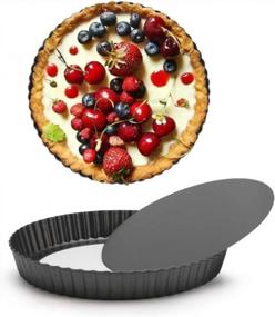 img 4 attached to 2Pcs 8 Inch Removable Bottom Non Stick Tart Pans - Perfect For Oven Baking!