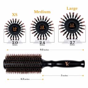img 2 attached to Add Volume And Body To Your Hair With Belula Boar Bristle Round Brush Set: Large 2.7” Wooden Barrel, Free Hair Clips & Travel Bag Included!