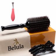 add volume and body to your hair with belula boar bristle round brush set: large 2.7” wooden barrel, free hair clips & travel bag included! логотип
