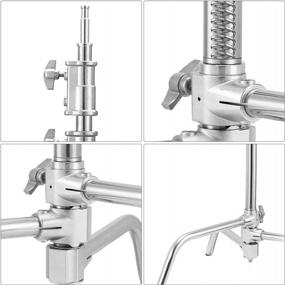 img 1 attached to Стойка C из нержавеющей стали с стрелой, регулируемым основанием штатива для освещения фотографии, съемки сверху, отражателем, софтбоксом, зонтиком | Soonpho Heavy Duty с рукояткой и мешком для песка