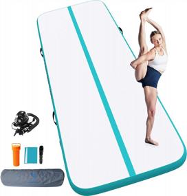img 4 attached to 10Ft Inflatable Air Gymnastics Mat Training Mats 4In Thickness With Electric Pump For Cheerleading, Yoga, Beach, Home Use & Training