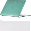 shining crystal glitter macbook pro 13 inch case 2022/2021/2020 touch bar model m1/m2 a2338/a2251/a2289: protective hard shell with keyboard cover skin - stylish green design by se7enline logo