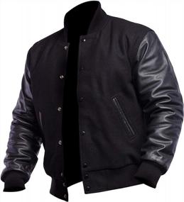 img 1 attached to Unisex College Baseball Varsity High School Letterman Bomber Wool And Faux Leather Jacket