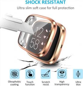img 3 attached to Tensea 2-Pack Full Coverage Screen Protector And Soft Bumper For Fitbit Versa 2 - Rose Gold