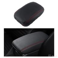 🔒 protective black leather center console cover with red stitches for ford explorer 2020-2022 – lecart armrest accessories logo