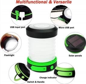 img 1 attached to Solar Powered LED Camping Lantern - USB Rechargeable, Collapsible Flashlight For Outdoor Night Hiking, Tent Hunting & Emergency Phone Charging.
