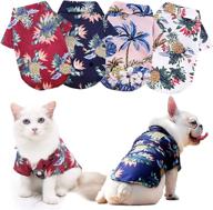 🐶 coppthinktu 4 pack hawaiian dog shirts: stylish breathable summer sweatshirts for small/medium dogs & cats - beach pet shirt dog polo t-shirts with 4 different designs логотип