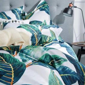 img 1 attached to Green Leaves Tropical Duvet Cover Set Queen Long Staple Cotton Floral Bedding Set Full Reversible 3 Pcs Leaves Comforter Cover Set 1 Duvet Cover With 2 Pillowcases Queen Bedding Collection