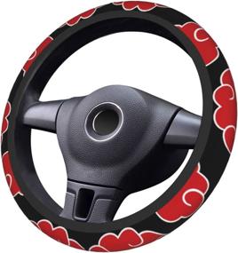 img 1 attached to 🔴 Fangpeilian Cartoon Anime Red Cloud Steering Wheel Cover 15 Inch - Universal Non-Slip Auto Car Steering Wheel Protector for SUVs, Vans, Sedans, and Trucks - Black