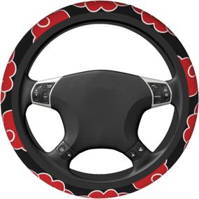 img 2 attached to 🔴 Fangpeilian Cartoon Anime Red Cloud Steering Wheel Cover 15 Inch - Universal Non-Slip Auto Car Steering Wheel Protector for SUVs, Vans, Sedans, and Trucks - Black