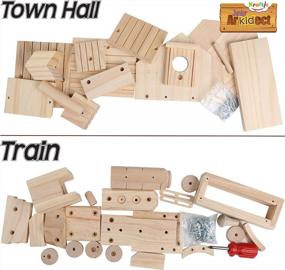 img 3 attached to Набор для деревообработки для детей и взрослых: развивающие модели столярных конструкций своими руками - постройте свою собственную ратушу и игрушки для поездов