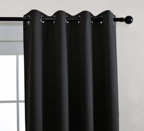 img 3 attached to Sleep Better With MIUCO Room Darkening Texture Blackout Curtains For Bedroom - Thermal Insulated, 1 Pair, 52X63 Inch, In Classic Black