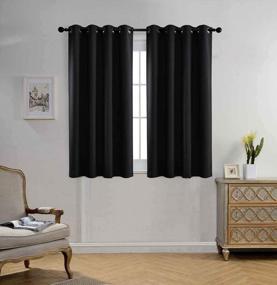 img 4 attached to Sleep Better With MIUCO Room Darkening Texture Blackout Curtains For Bedroom - Thermal Insulated, 1 Pair, 52X63 Inch, In Classic Black