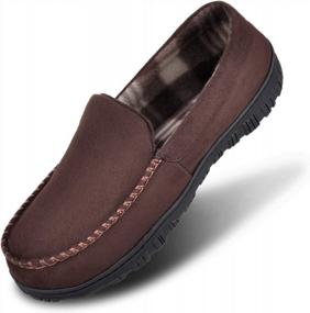 img 4 attached to Men'S Brown Suede Moccasin Slippers With Memory Foam, Anti-Skid, Indoor/Outdoor & Driving Loafers - Festooned House Slippers, Size 11