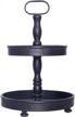 farmhouse 2 tiered tray stand with metal handle - maoname distressed black wood tier tray decor for coffee bar and kitchen countertops, perfect wooden tiered tray for home decoration logo