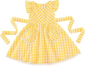 img 4 attached to Flofallzique Gingham Pockets Toddler Sundress Girls' Clothing ~ Dresses