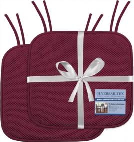 img 4 attached to H.VERSAILTEX Memory Foam Chair Pads 2 Pack - 16X16 Inch Soft Seat Cushions Non Slip With SBR Backing & Straps - Durable Mats For Lounge, Kitchen, Burgundy