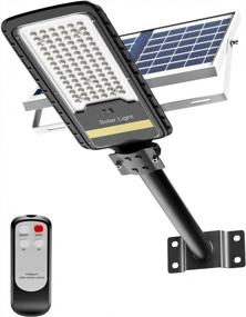 img 4 attached to AWANFI Solar Street Light Outdoor, Solar Powered Flood Light Waterproof Dusk To Dawn With Remote Control On/Off Switch For Outside Yard Parking Lot Lighting