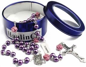 img 3 attached to Hedi 6Mm Purple Color Pearl Beads Rosary With 6Pcs Our Rose Our Facther Beads