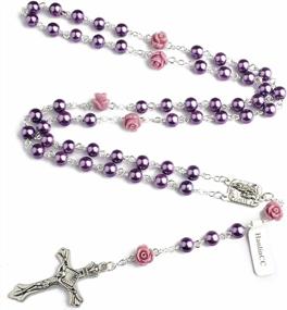 img 2 attached to Hedi 6Mm Purple Color Pearl Beads Rosary With 6Pcs Our Rose Our Facther Beads