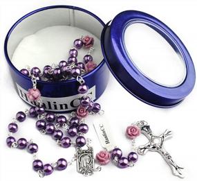 img 1 attached to Hedi 6Mm Purple Color Pearl Beads Rosary With 6Pcs Our Rose Our Facther Beads