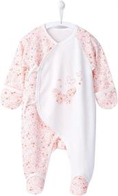 img 4 attached to COBROO Baby Footed Sleepers Pajamas In Floral Butterflies Print - 100% Cotton Outfits With Built-In Mittens For Infants 0-6 Months