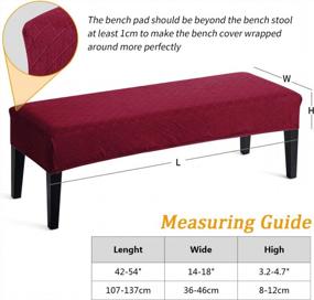img 2 attached to Fuloon Stretch Jacquard Dining Bench Cover - Anti-Dust Removable Bench Slipcover Washable Bench Seat Protector Cover For Living Room, Bedroom, Kitchen (Burgundy)