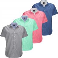 pack of 4 oxford men's short sleeve button down dress shirts: casual fit in solid modern colors, available in big and tall sizes logo
