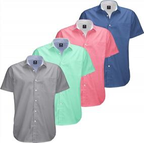 img 4 attached to Pack Of 4 Oxford Men'S Short Sleeve Button Down Dress Shirts: Casual Fit In Solid Modern Colors, Available In Big And Tall Sizes