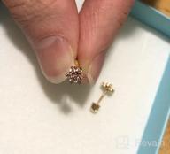 img 1 attached to 🌼 Stunning 14k Yellow Gold Cubic Zirconia Mini Flower Screw Back Stud Earrings: Pink or White Flower review by Mauricio Woodard