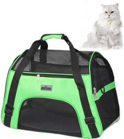 img 4 attached to Airline Approved Soft Pet Carrier: Travel Handbag for Cats and Small Dogs | Under Seat Compatibility | Breathable Design with 4-Windows