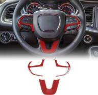 🚗 jecar red steering wheel cover interior decoration trim kits: 2015-2019 dodge challenger / charger, 2014-2019 dodge durango & grand cherokee srt8 logo