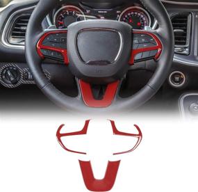 img 4 attached to 🚗 JeCar Red Steering Wheel Cover Interior Decoration Trim Kits: 2015-2019 Dodge Challenger / Charger, 2014-2019 Dodge Durango & Grand Cherokee SRT8