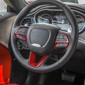 img 1 attached to 🚗 JeCar Red Steering Wheel Cover Interior Decoration Trim Kits: 2015-2019 Dodge Challenger / Charger, 2014-2019 Dodge Durango & Grand Cherokee SRT8