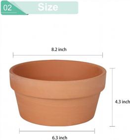 img 3 attached to 2 Pack 8 Inch Terracotta Shallow Succulent Pots - Large Terra Cotta Clay Planters With Drainage Hole For Indoor & Outdoor Use