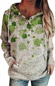 img 3 attached to Womens St. Patrick'S Day Shamrock Hoodie Sweatshirt With Drawstring And Buttons - Irish Clover Print Long Sleeve Pullover Top By YMING