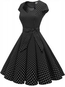 img 3 attached to MUADRESS Women'S Retro 1950S Cap Sleeve Vintage Rockabilly Cocktail Swing Dress - Perfect For Any Occasion!