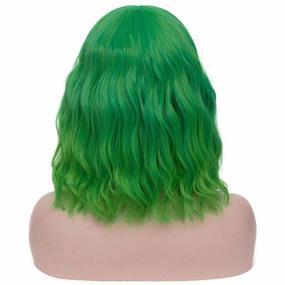 img 3 attached to Stylish Short Green Curly Wavy Bob Hair Wig With Bangs For Women - Perfect For St.Patrick'S Day Party And Halloween Costume - Soft And Natural-Looking Mersi Green Wig S046GR