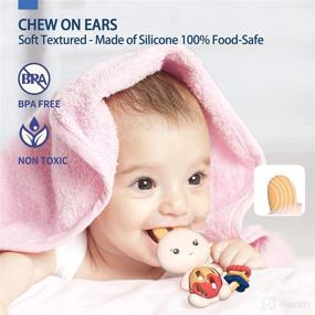 img 1 attached to 🐰 Alilo Rabbit Baby Rattles: Soothing Baby Toys for Newborns (3-12 Months), with Textured Ears, Teether, and Grip Training Rings - Enhancing Sensory Development