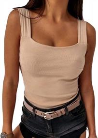 img 4 attached to Stylish Square Neck Tank Top For Women With Thick Straps - Perfect For Summer Casual Wear
